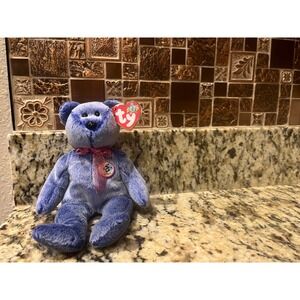 RARE VINTAGE TY Beanie Baby‎ "Periwinkle The Bear" 2000 Retired ☆☆ERRORS☆☆